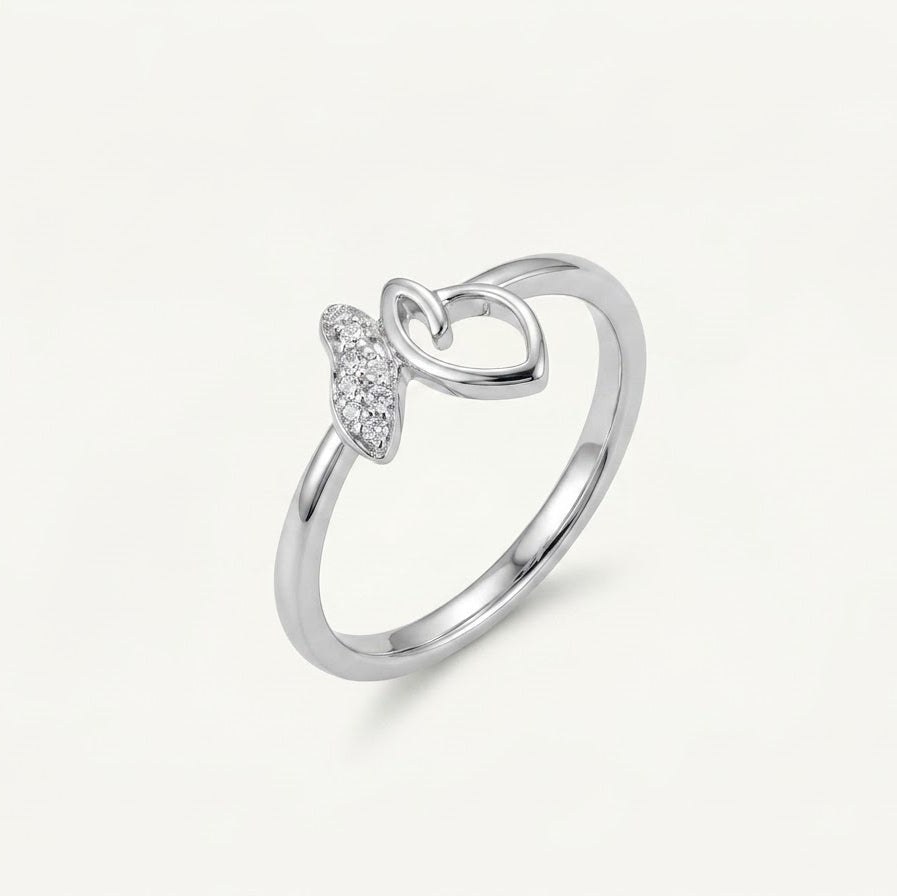 Elegant Silver Bow Pave Ring with Sparkling Detailing