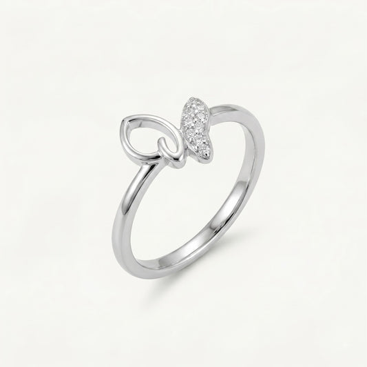 Elegant Silver Bow Pave Ring with Sparkling Detailing