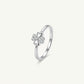 Elegant Silver Floral Heart Ring with Sparkling Crystal Accents