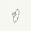 Elegant Silver Floral Heart Ring with Sparkling Crystal Accents