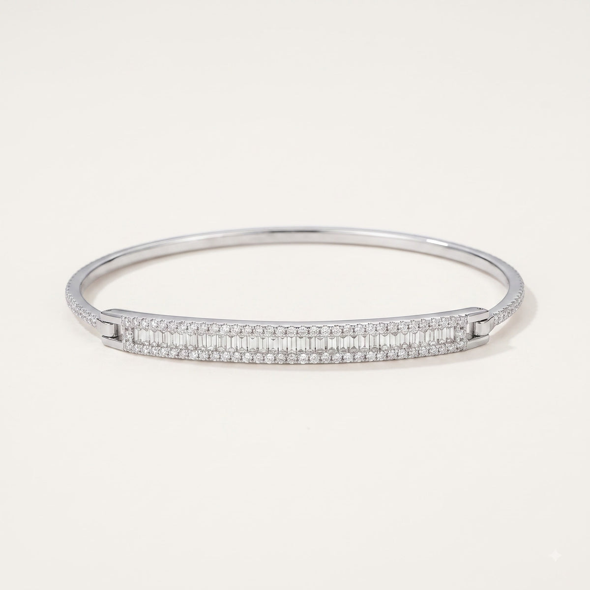 Baguette Crystal Tennis Bangle Bracelet for Women – Elegant Silver Tone Design