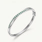Green Emerald-Style Crystal Bangle Bracelet for Women – Elegant Silver Tone Design