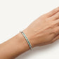Elegant Green Emerald Tennis Bracelet with Crystal Accents – Silver Tone