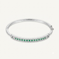 Elegant Green Emerald Tennis Bracelet with Crystal Accents – Silver Tone