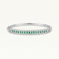 Elegant Green Emerald Tennis Bracelet with Crystal Accents – Silver Tone