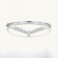 Emerald Green & Clear Stone V-Shaped Statement Bracelet – Silver Finish