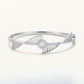 Elegant Heart Sparkle Open Cuff Bracelet – Silver Tone