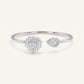 Heart Halo Crystal Open Cuff Bracelet – Silver Tone