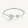 Heart Halo Crystal Open Cuff Bracelet – Silver Tone