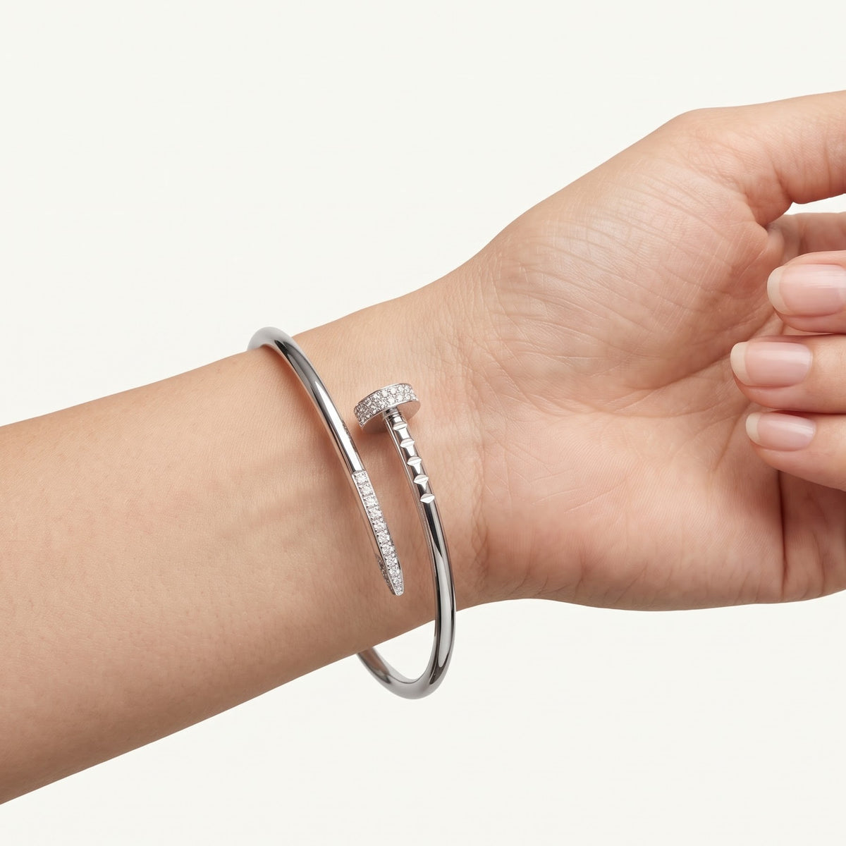Sculpted Pavé Nail Cuff Bracelet | Modern Statement Jewellery