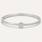 Floral Pavé Crystal Bangle Bracelet – Elegant Silver-Tone Statement Jewelry
