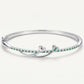 Elegant Silver Green Emerald Heart Bracelet