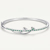 Elegant Silver Green Emerald Heart Bracelet