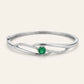 Elegant Silver Green Stone Bangle Bracelet