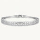 Elegant Floral Crystal Bangle Bracelet – Silver Tone Pavé Statement Jewelry
