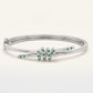 Silver Open Cuff Bracelet for Women – Green & Clear Stone Wrap Design