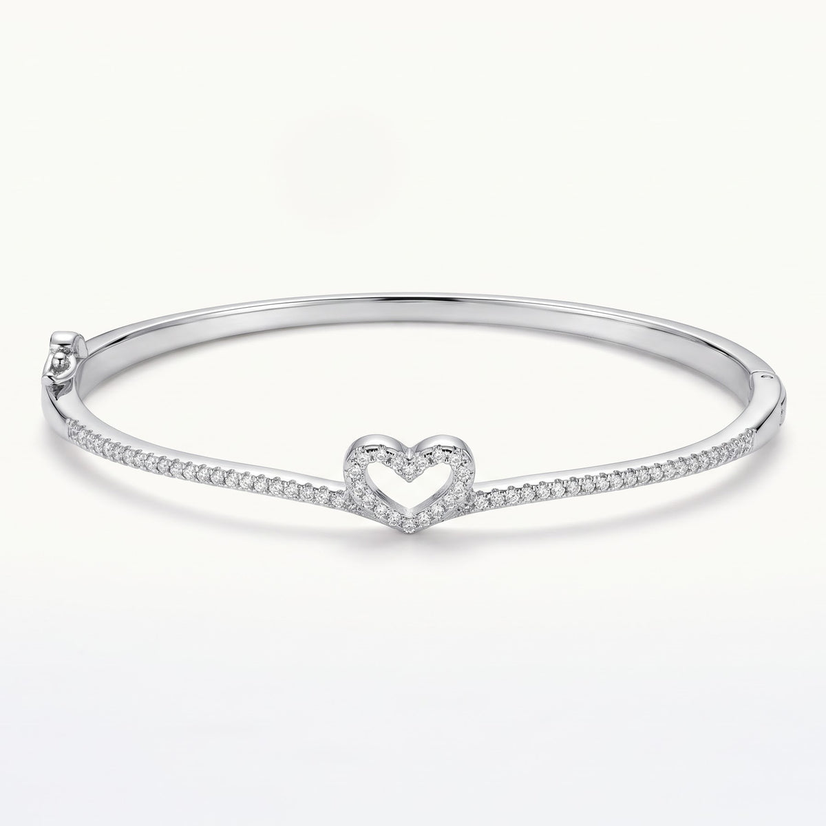 Heart Crystal Bangle Bracelet for Women – Elegant Love Design