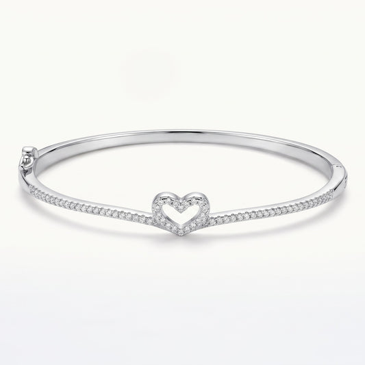 Heart Crystal Bangle Bracelet for Women – Elegant Love Design