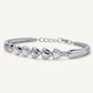 Elegant Silver Bow & Heart Link Bracelet with Crystal Accents for Women