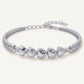 Elegant Silver Bow & Heart Link Bracelet with Crystal Accents for Women
