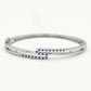 Blue Sapphire-Style Pavé Bangle Bracelet – Elegant Interlocking Design