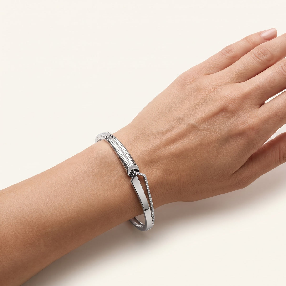 Sculpted Edge Pavé Cuff Bracelet