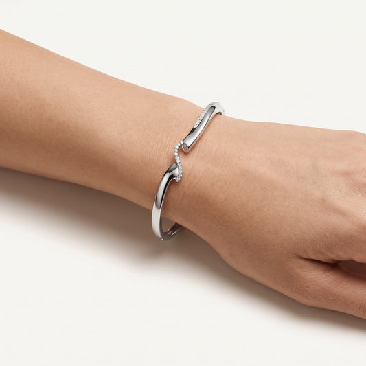 Elegant Wave Pavé Cuff Bracelet