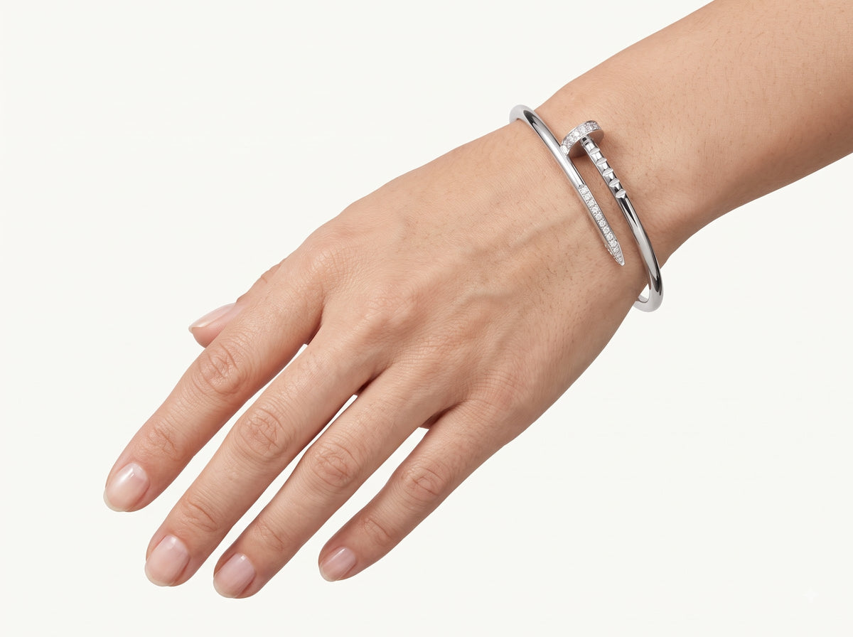 Sculpted Pavé Nail Cuff Bracelet | Modern Statement Jewellery