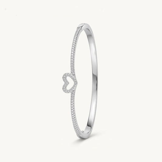 Heart Crystal Bangle Bracelet for Women – Elegant Love Design