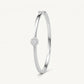 Floral Pavé Crystal Bangle Bracelet – Elegant Silver-Tone Statement Jewelry