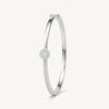 Floral Pavé Crystal Bangle Bracelet – Elegant Silver-Tone Statement Jewelry