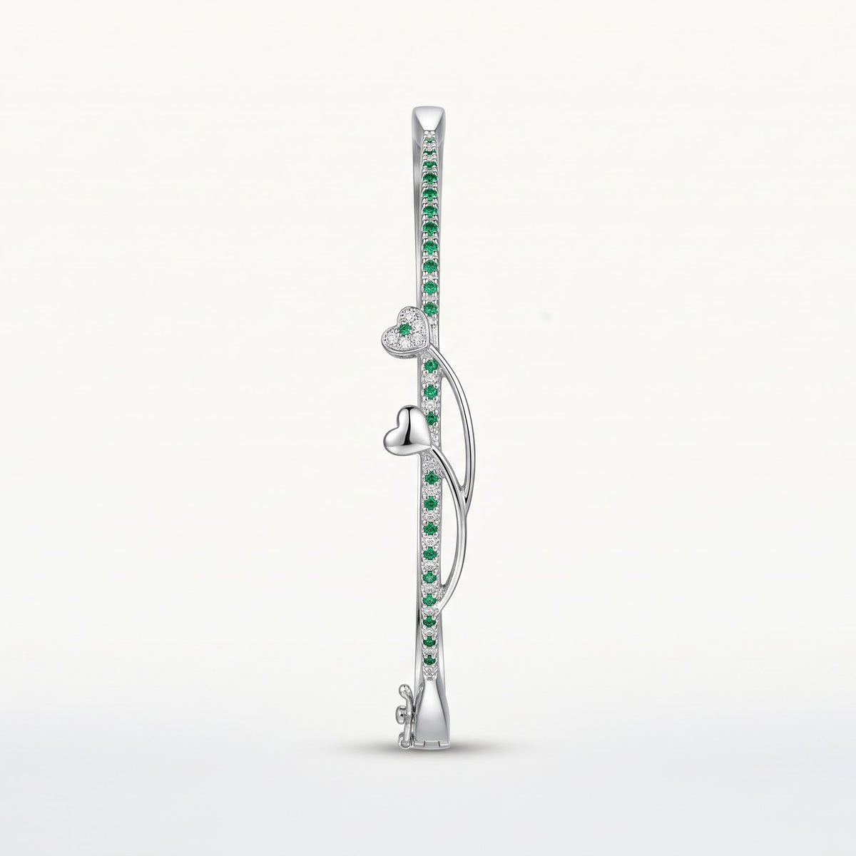 Elegant Silver Green Emerald Heart Bracelet