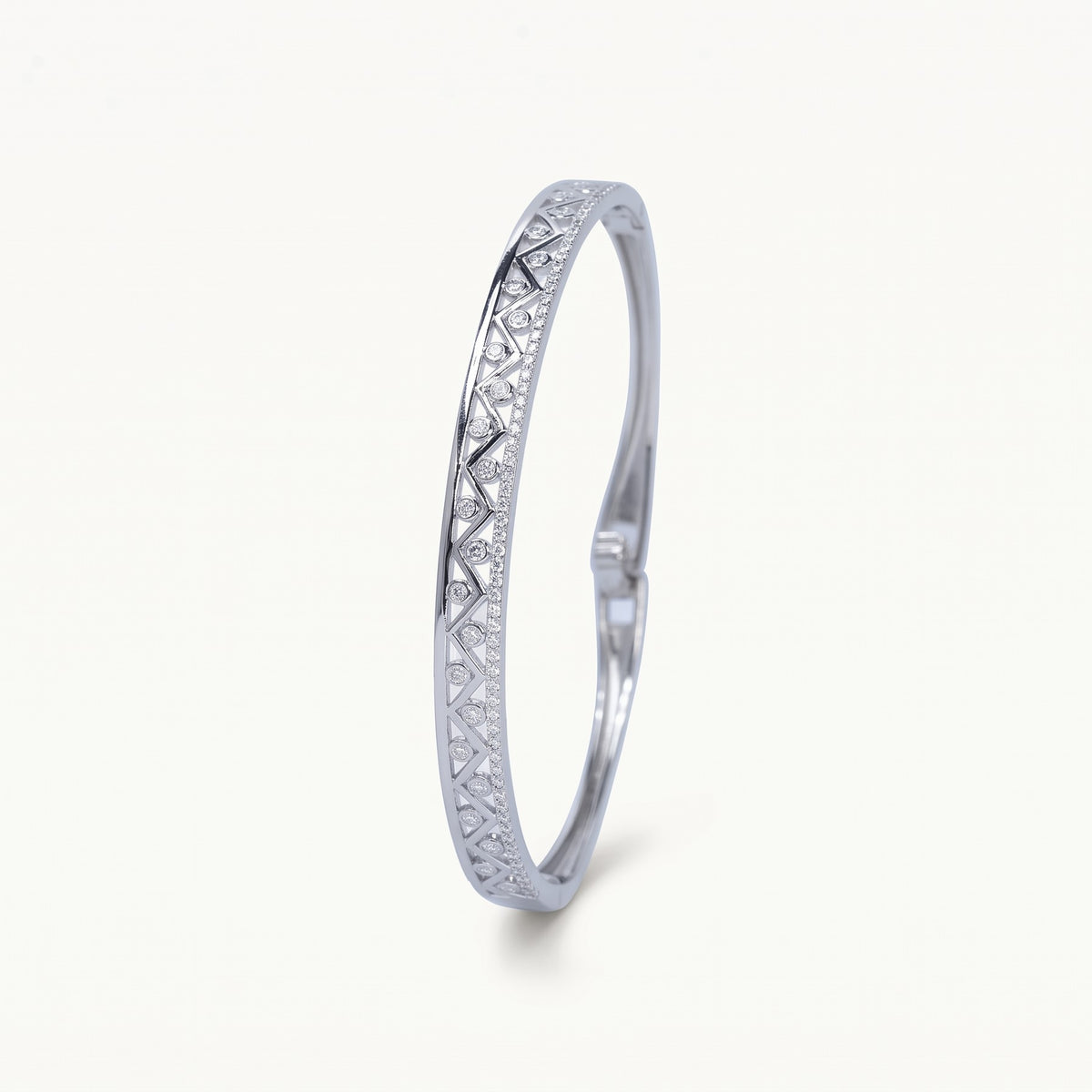 Elegant Floral Crystal Bangle Bracelet – Silver Tone Pavé Statement Jewelry
