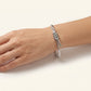 Silver Open Cuff Bracelet for Women – Green & Clear Stone Wrap Design