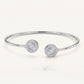 Elegant Silver-Tone Double Halo Crystal Open Cuff Bangle for Women