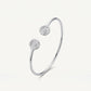Elegant Silver-Tone Double Halo Crystal Open Cuff Bangle for Women
