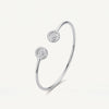 Elegant Silver-Tone Double Halo Crystal Open Cuff Bangle for Women