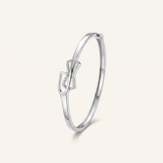 Elegant Infinity Bow Bracelet – Silver Tone