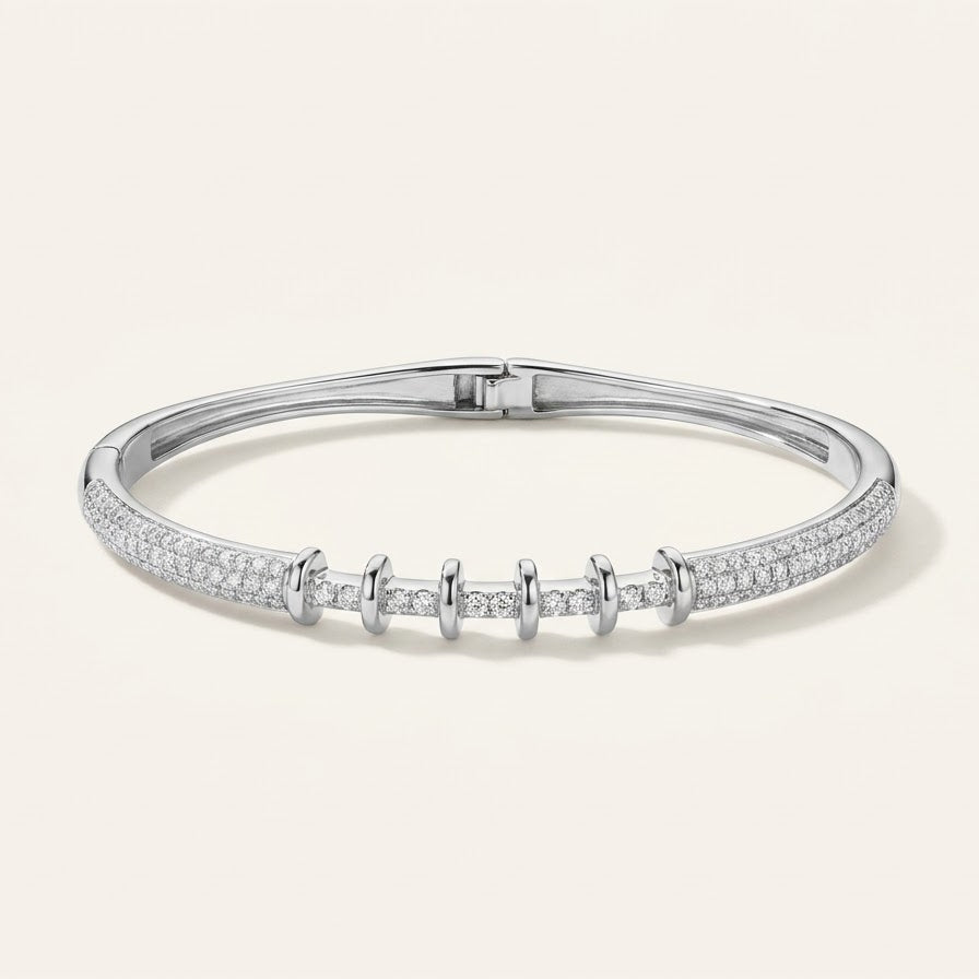 Sterling Silver Star Crystal Pavé Bangle Bracelet for Women