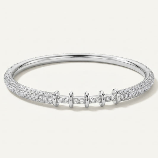 Sterling Silver Star Crystal Pavé Bangle Bracelet for Women