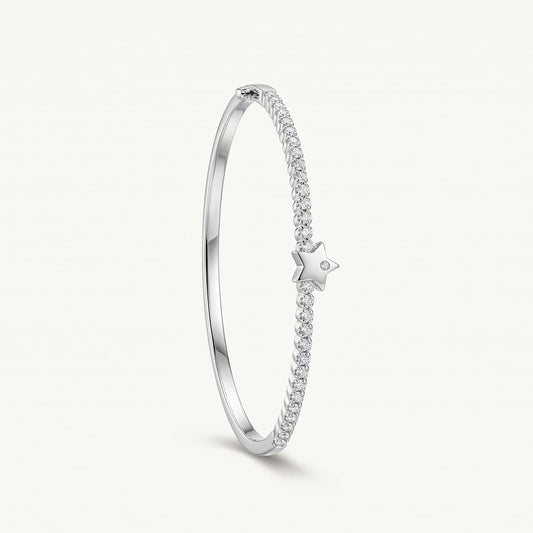 Celestial Star Crystal Tennis Bracelet – Silver Tone