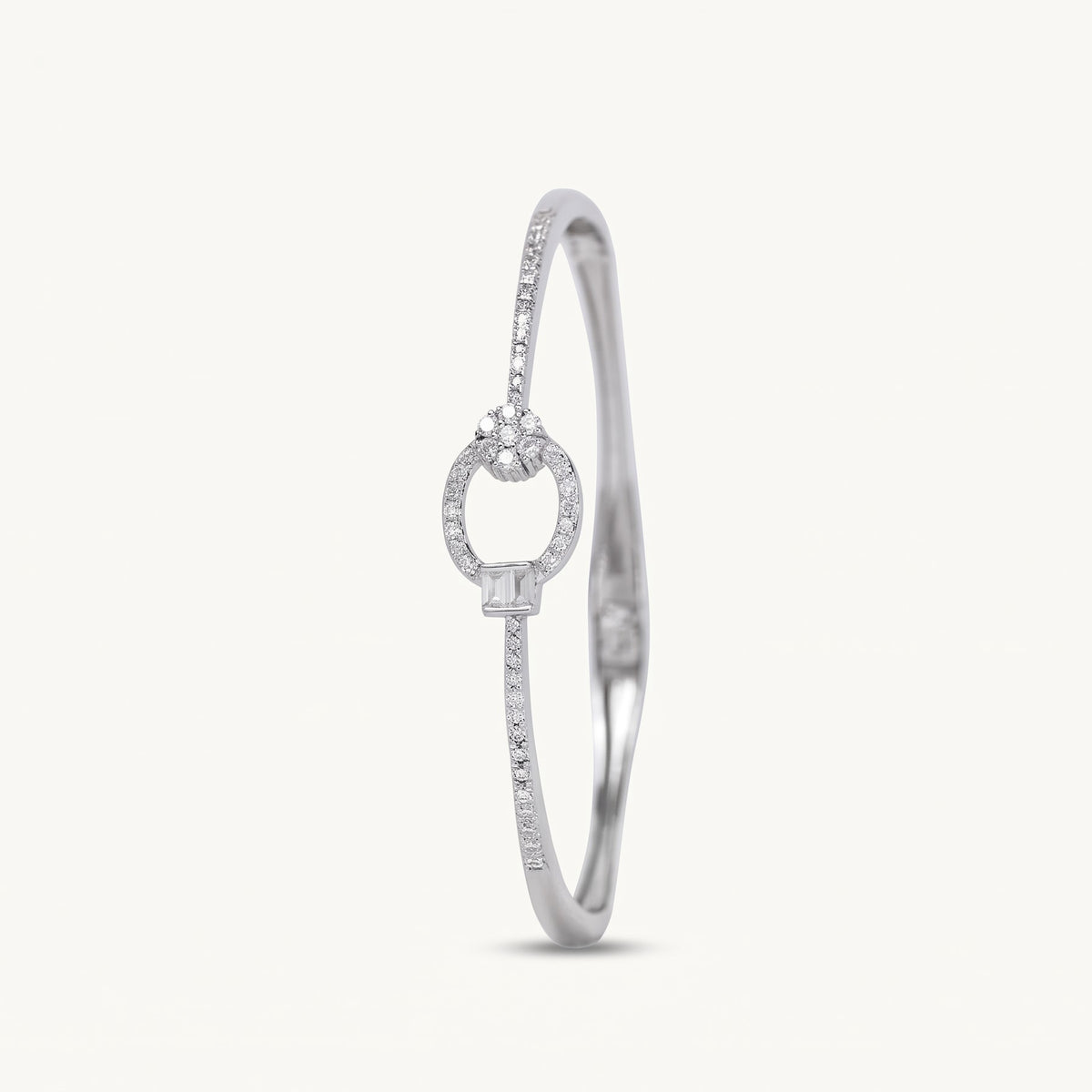 Oval Link Pavé Bangle Bracelet – Elegant Floral Crystal Centerpiece