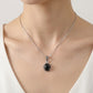 Silver Black Oval Stone Pendant Necklace