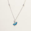 Blue Enamel Fan Pendant Necklace