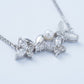 Silver Floral Pearl Vine Necklace with Leaf & Crystal Details