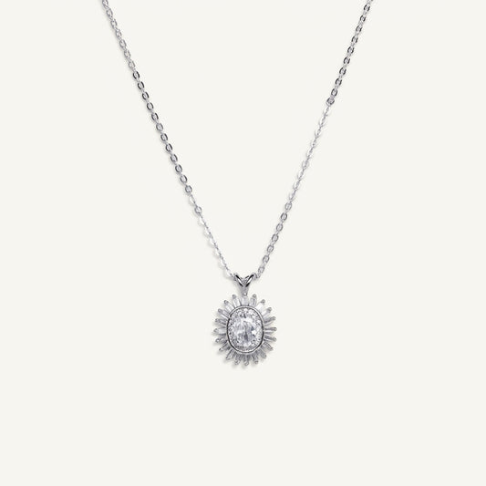 Oval Halo Crystal Statement Necklace