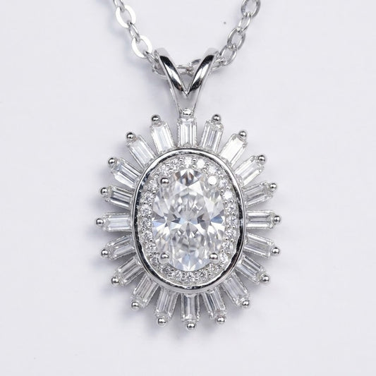 Oval Halo Crystal Statement Necklace
