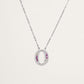 Oval Pink & Yellow Stone Pendant Necklace – Silver Tone