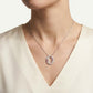 Oval Pink & Yellow Stone Pendant Necklace – Silver Tone