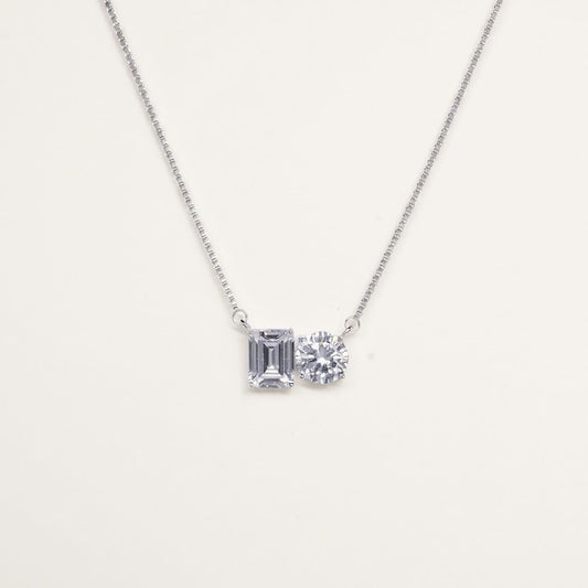 Elegant Silver Double-Cut Gemstone Pendant Necklace
